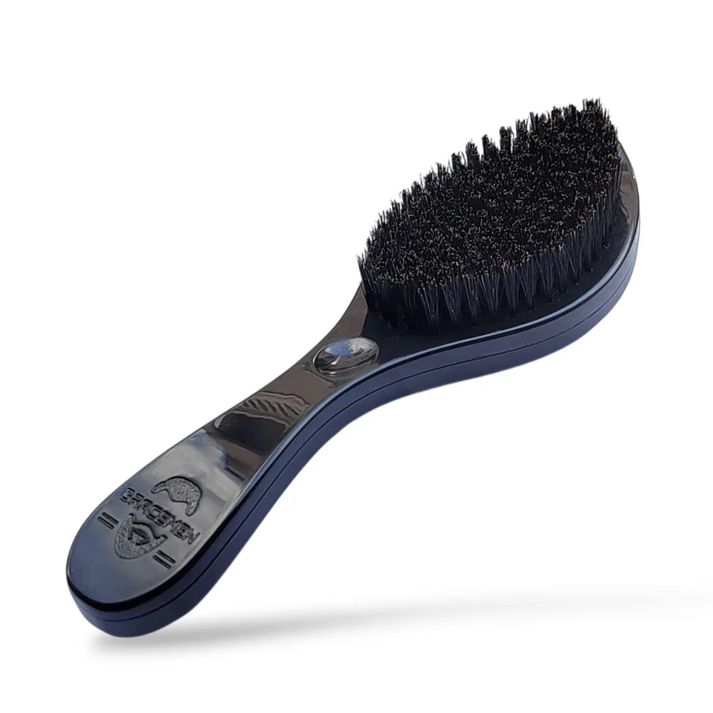 Gracemen Black Beard Brush - Men's 360 Wave Hair Brush Soft 100% Boar Bristles with ABS Handle